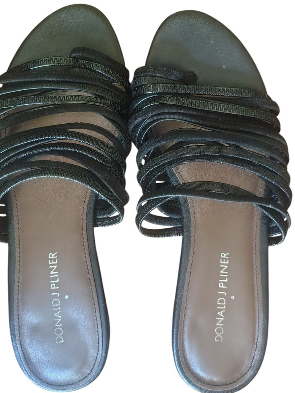 Donald J. Pliner Black Multi-Strap Slide Mules Size 7